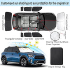 TINGLU Window Shades for Mini Countryman Cooper F60 SUV 2017-2024 Accessories Car Side Full Windows Rear Triangular Windshield Sun Shade Sun UV Rays & Privacy Protection for Camping 8PCS
