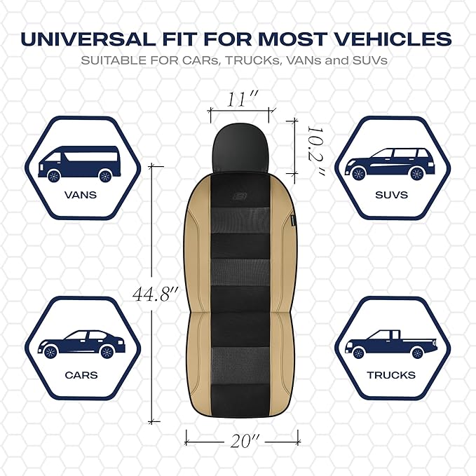 Skechers Men’s Seat Covers, Air-Cooled Memory Foam Car Seat Covers Front Seats, Airbag Compatible,Universal Fit for Most Cars