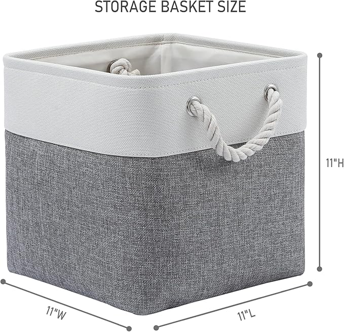 11 x 11 Inch Storage Cubes, 6 Pack Large Collapsible Fabric Storage Bin with Ropes, Foldable Storage Cubes for Home, Office,C