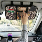 Cow Zippered Fancy Mobility Car Sun Visor Organizer with Picture Holder Glasses Storage Pouch with Adjustable Straps and Multi-Pocket Easy Installation Universal Fit for Most Cars SUV