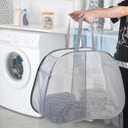 Seiritex Mesh Popup Laundry Hamper 2 Compartment, Collapsible Laundry Sorter Basket Foldable Hamper for Clothes, College Dorm