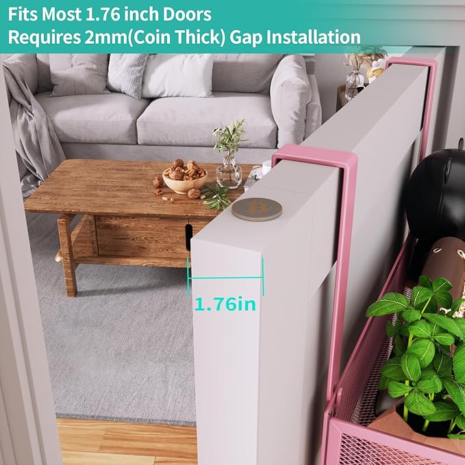 HapiRm Over The Door Hanger with Coat Hooks and 2 Baskets, Rustproof & Waterproof Pink Over The Door Hooks, Storage Organizer