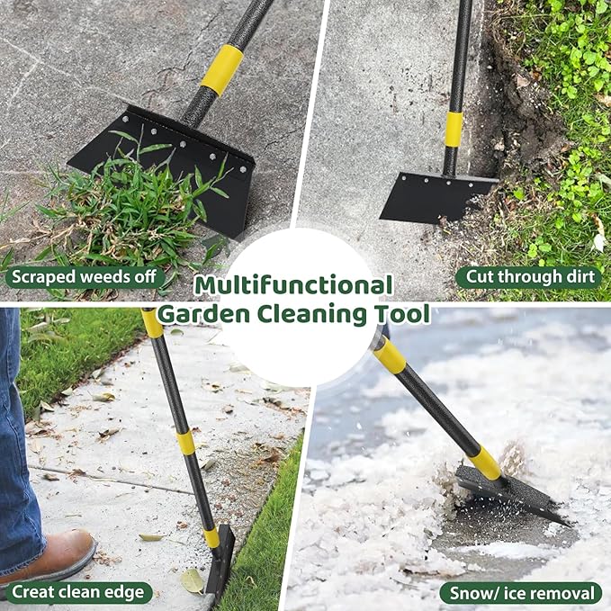 Ice Scraper, Snow Shovel, 2 Spades, 88" Detachable Garden Flat Shovel Scraper, Multifunctional Garden Cleaning Shovels,Heavy Duty Floor Scrapers for Weeding, Edging, Driveway Snow Ice Removal
