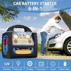 Car Jump Starter with Air Compressor, 1800A Battery Jumper Starter Portable with 260 PSI Tire Inflator, 12V Jump Box