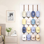 SWTYMIKI Over Door Hat Organizer - 4 Packs Metal Hanging Hat Rack with 16 Hooks Design, Baseball Cap Hanger Organizer Storage