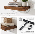 Fun Memories Floating Shelves for Wall - 10 x 16 Floating Shelf - Rustic Wood Storage Shelf - Wall Shelves with Invisible Bra