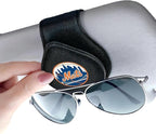 for MLB New York Mets Car Visor Sunglass Holder - Black Leather Eyeglass Case with Team Logo, Clip-On Sun Visor Organizer for Auto Interior, NY Mets Gifts