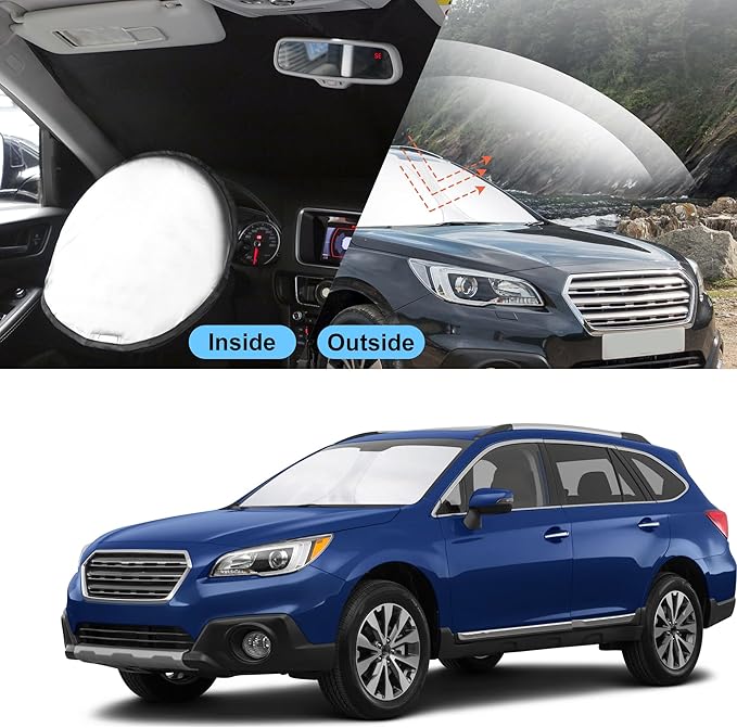 TINGLU Sun Shade for Subaru Outback Wagon 2015-2019 Accessories Windshield Sun Shade Window Shade UV Rays Protection Sun Visor Cover with Steering Wheel Sunshade Storage Bag