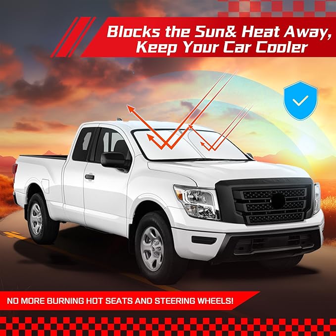 ARISMOTOR Windshield Sun Shade for NIS-san Titan 2020-2024, Custom Fit Foldable Front Window Sunshade Sun Visor Protector, Block UV Rays Keep Your Car Cooler