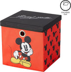 Idea Nuova Disney Mickey Mouse Collapsible Fabric Storage Cube,10” Organizer Bin with Lid for Bedroom, Playroom, and Closet