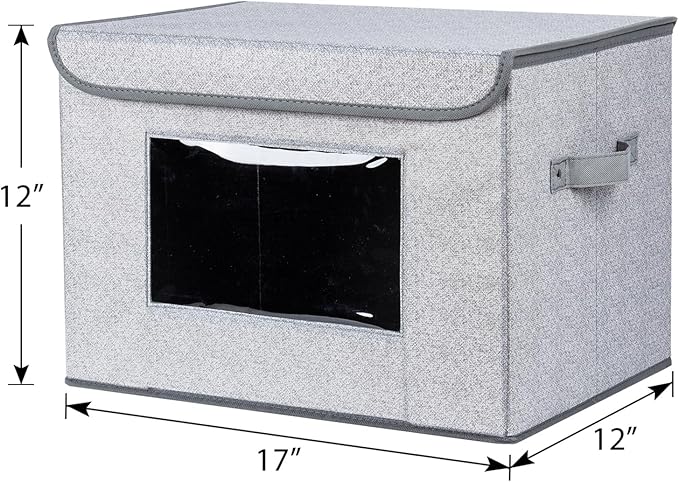 Univivi Larger Fabric Collapsible Storage Bins, Foldable Storage Boxes with Lids, Storage Cube Organizer Basket for Home, Clo