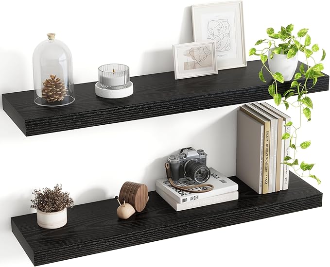 30 Inch Floating Shelves, 8 Inch Deep Floating Shelves for Wall, Hanging Shelf with Invisible Brackets, Deep Shelves for Bath