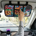 Tropical Flower Car Visor Organizer for Women Multi-Pocket Auto Visor Organizer Universal Fit for Car, SUV and Truck, Card Holder Adjustable Velcro Strap Cars Storage Pouch Washable