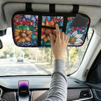 Tropical Flower Car Visor Organizer for Women Multi-Pocket Auto Visor Organizer Universal Fit for Car, SUV and Truck, Card Holder Adjustable Velcro Strap Cars Storage Pouch Washable
