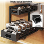 2 Pack 19IN-Depth Under Sink Organizer,Pull Out Cabinet Organizer With Smooth Cylindrical Rail,Metal Slide Out Drawer for Kit