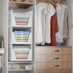 Sorbus 3 Pack Folding Closet Shelf Organizer for Clothes - Versatile Stackable Storage Baskets for Closet, Bathroom, Kitchen 