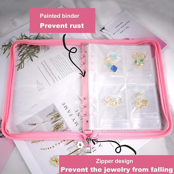 Travel Jewelry Organizer Transparent Jewelry Storage Book Set with Pocket Traveling Necklace Earring Organizer with Zipper fo