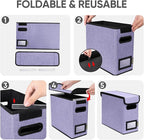 BALEINE File Organizer Box with Lid, Collapsible File Folder Organizer with Plastic Slide, Hanging File Folder Box for Office