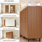 Heavy Duty Covered Clothes Rack with Magnetic Door Foldable Portable Wardrobe Closet for Hanging Clothing Rolling Black Metal