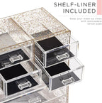 Sorbus Acrylic Makeup Organizer Set, 7-Drawer Vanity & Countertop Cosmetic Storage with Small & Wide Compartments, Glitter Ma
