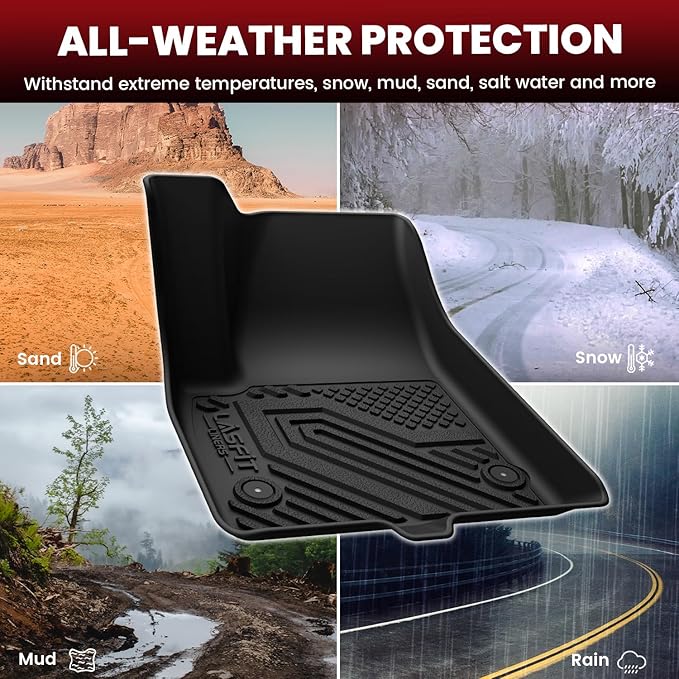 LASFIT Floor Mats & Cargo Liner with Backrest Mat 2020-2025 & Only 7 Seats (Not for 6 Seats) for Cadillac XT6, All Weather TPE Custom Fit Floor Liners for Cars, Car Floor Mats Full Set for XT6, Black