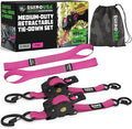 Rhino USA Retractable Ratchet Straps (2-Pack) - 1 Inch x 10 Feet (1,209lb Break Strength) - Auto Self Retracting Tie Down Straps for Truck, Cargo Trailer, Motorcycle, ATV, UTV - Pink