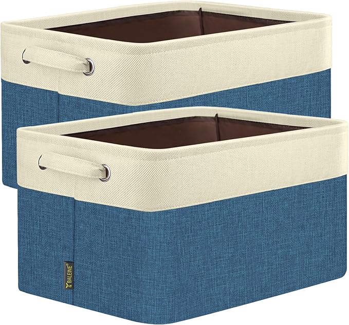 BALEINE 2 Pack Fabric Closet Storage Bins for Shelves, Linen Closet Organizers and Storage, Decorative Baskets for Organizing
