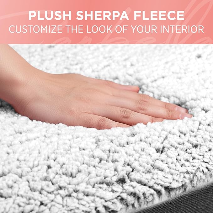 Carbella Plush Sherpa Fleece Car Seat Cover, 1 Piece Gray Seat Cover for Cars with Soft Cushioned Touch, Cute Automotive Inte