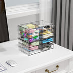 Yieach 2 Pack Acrylic Storage Drawers With 12 Small Drawer,Stackable Office Cabinet Organizer and Makeup Organizer,Clear Plas