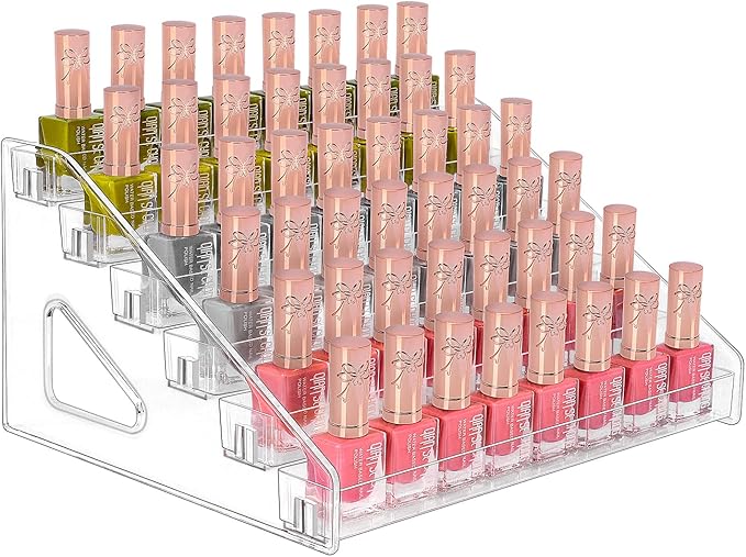 JessLab Nail Polish Organizer, 6-Tier Clear Acrylic Sunglass and Essential Oil Holder, Makeup Organizer for Bathroom Vanity C