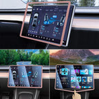 2PCS Protector Trim Frame Compatible with Tesla Model 3 Y 2020-2024 2025 2026 Screen Edge Frame Rearview Mirror Cover Interior Decorations Center Console Decor Highland Juniper Accessories Set (Pink)