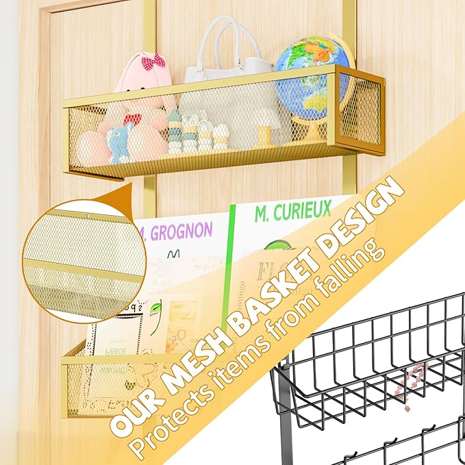 Kaiferty Over The Door Hooks Organizer, Coat Rack Over The Door Storage Hanger Towel Rack, Back of Door Storage Organizer for