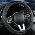 PU Leather Steering Wheel Cover 14.5-15 Inch, Carbon Fiber Style Grip, Non-Slip & Breathable, Universal for Sedan SUV Truck V