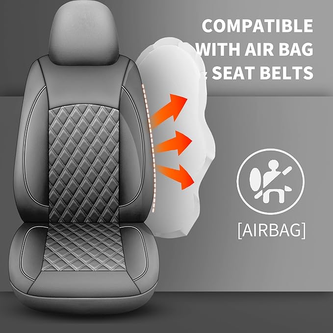 Leather Car Seat Covers, Breathable and Waterproof Napa Leather Automotive Seat Cover, Universal Interior for Cars,Sedans, SU