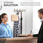 Coat Rack Wall Mount – Brushed Nickel 15 Inch Stainless Steel Hook Rail with 5 Heavy Duty Double Coat Hooks – Wall Mounted Co