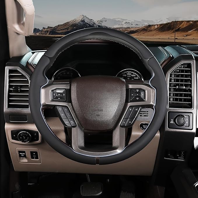 Steering Wheel Cover for Ford F150 2015-2020/ F250 2017-2022/ F350 2017-2022/ F450 2017-2022/ F550 2017-2022/ Ford Expedition 2018-2021 Steering Wheel Protector for Ford Steering Wheel Accessories