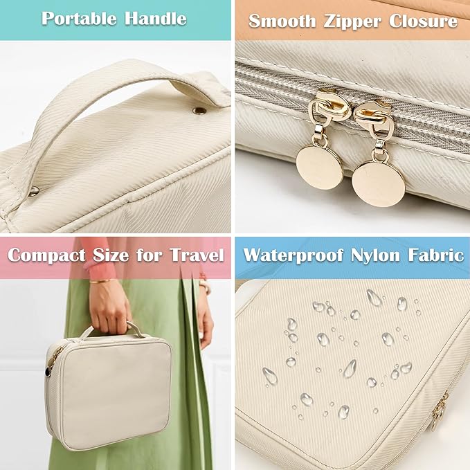 Travel Jewelry Organizer Case,Jewelry Bags for Traveling, Jewelry Binder with 24 Pcs Clear Zipper Velvet Pouches for Storing 