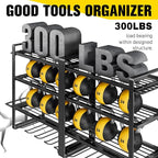 Hipidian Power Tool Organizer Wall Mount - Storage Rack with 4 Drill Holders for Drills Cordless Tools. Heavy Duty Iron Garag