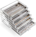 YUFONG Necklace Holder Organizer, Dustproof Necklace Box Velvet Necklace Organizer Box with Lid Clear Acrylic Dustproof Stack