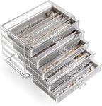 YUFONG Necklace Holder Organizer, Dustproof Necklace Box Velvet Necklace Organizer Box with Lid Clear Acrylic Dustproof Stack
