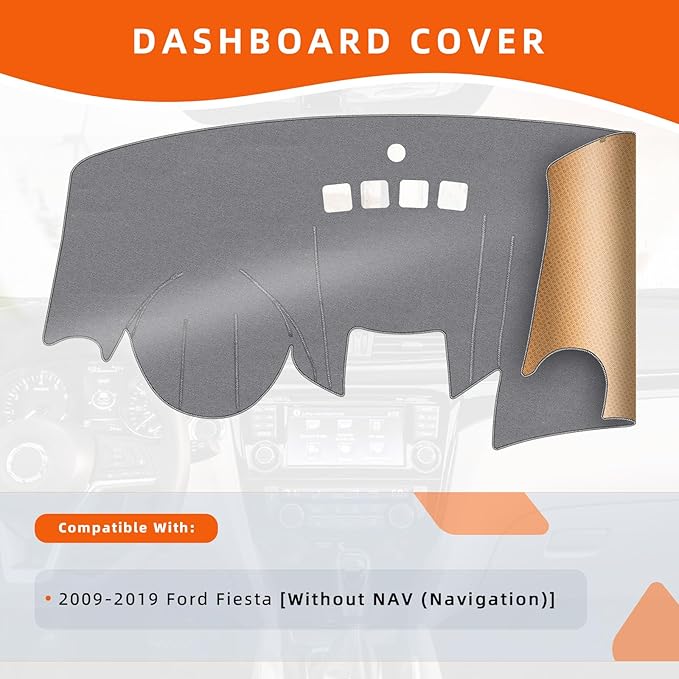 KEYOOG Dashboard Cover Dash Mat Fit for Fo-rd Fiesta 2019-2009 (Without (NAV) Navigation Models),Car Dash Board Mat Anti-Glar