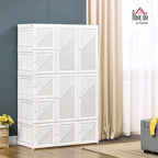 HOMCOM Portable Wardrobe Closet, Folding Clothes Storage Organizer with 8 Cube Compartments, 2 Hanging Rods, 11 Magnet Doors,