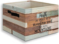 Retro Farmhouse Christian Bible Basket Foldable Storage Bins Box with Handles, Matthew 17:20 Bible Verse Religious Collapsibl