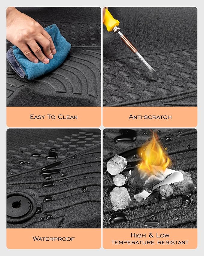 All-Weather Floor Mats for Honda Accord 2013-2017 (Only for Sedan) Custom Fit Black Rubber Car Liners, Waterproof Vehicle Accessories for Front & Rear, Heavy Duty Interior Protection