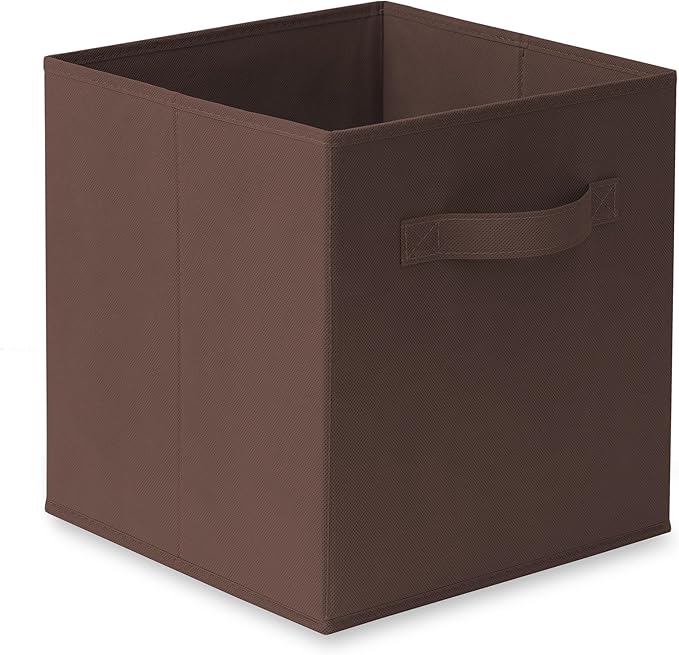 Casafield Set of 6 Collapsible Fabric Cube Storage Bins, Brown - 11" Foldable Cloth Baskets for Shelves, Cubby Organizers & M
