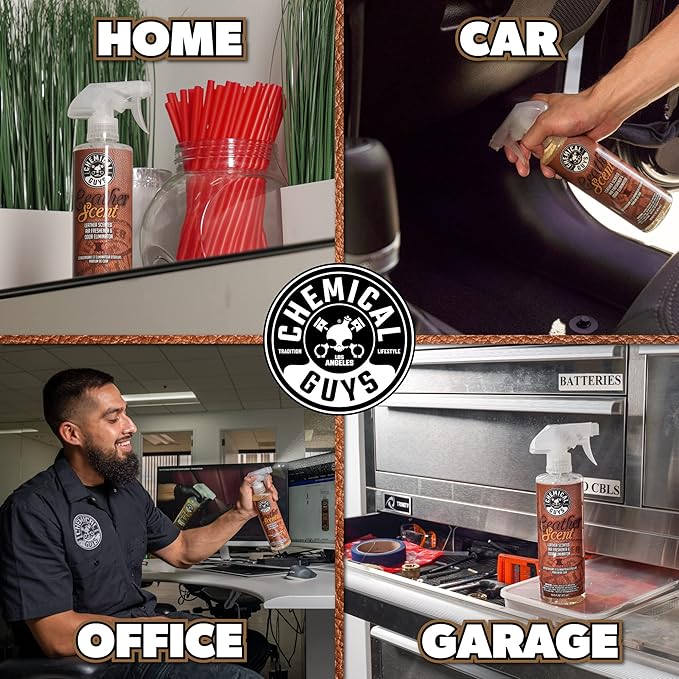 Chemical Guys AIR_102_1602 Leather Scent Premium Air Freshener and Odor Eliminator, Long-Lasting, Just Like New Scent for Car