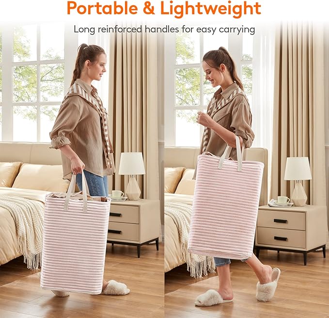 Lifewit 1 Pack Laundry Basket 80L Each, Collapsible Clothes Hamper with Reinforced Handles, Freestanding Waterproof Design fo