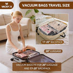 12 Pack Vacuum Bags for Travel with Rechargeable Air Pump & LED Light,Vacuum Travel Bags,Vacuum Storage Bags(4L+4M+4S),80% Sp