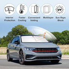 Front Windshield Sun Shade Foldable Car Front Window Sun Shade Windshield Shade Fit for 2019-2024 2025 Volkswagen VW Jetta Block UV Rays Accessories Heat Keep Cooler