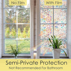 STATINT Privacy Window Film,Decorative Stained Glass Film,Rainbow Static Cling Heat Control Non-Adhesive Window Stickers for Home Door Decals,17.3 Inch X 13.1 Feet